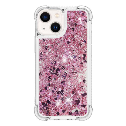 YB Quicksand Series-1 for iPhone 14 6.1 inch, Liquid Floating Glitter Sequins TPU Back Cover Anti-scratch Phone Case