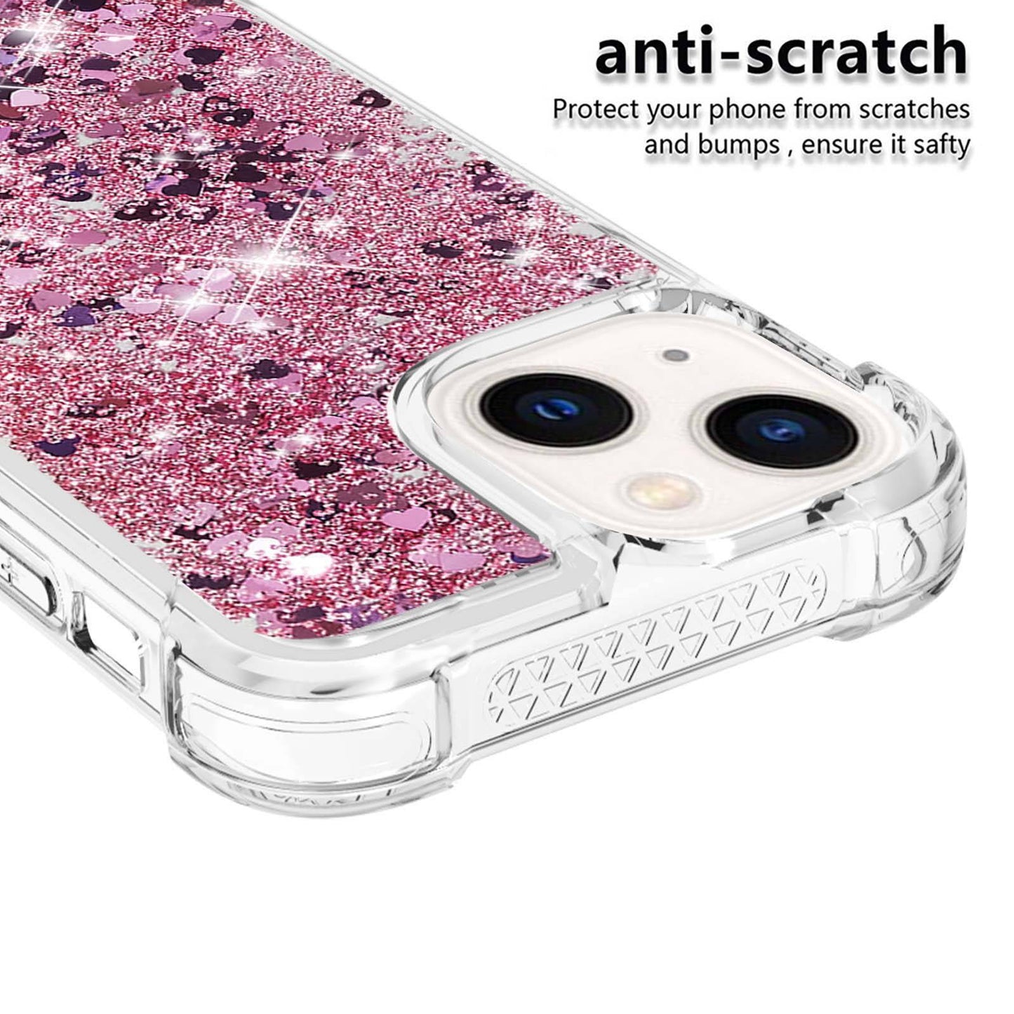 YB Quicksand Series-1 for iPhone 14 6.1 inch, Liquid Floating Glitter Sequins TPU Back Cover Anti-scratch Phone Case