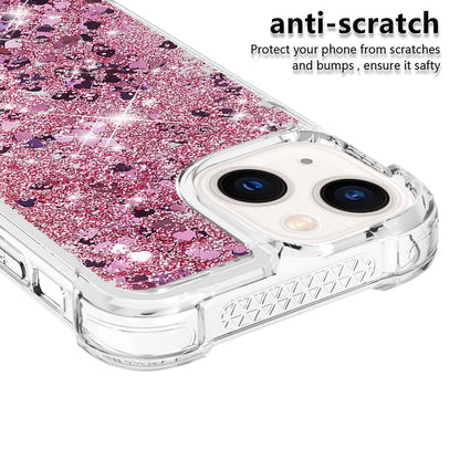 YB Quicksand Series-1 for iPhone 14 6.1 inch, Liquid Floating Glitter Sequins TPU Back Cover Anti-scratch Phone Case