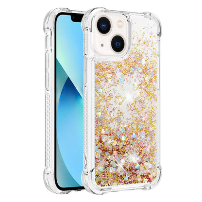 YB Quicksand Series-1 for iPhone 14 6.1 inch, Liquid Floating Glitter Sequins TPU Back Cover Anti-scratch Phone Case