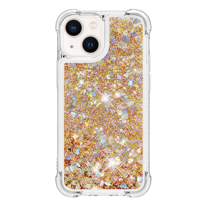 YB Quicksand Series-1 for iPhone 14 6.1 inch, Liquid Floating Glitter Sequins TPU Back Cover Anti-scratch Phone Case