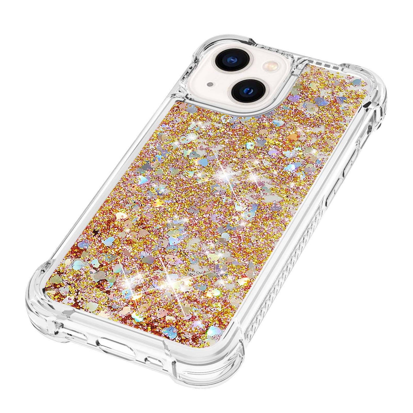 YB Quicksand Series-1 for iPhone 14 6.1 inch, Liquid Floating Glitter Sequins TPU Back Cover Anti-scratch Phone Case