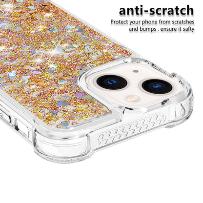 YB Quicksand Series-1 for iPhone 14 6.1 inch, Liquid Floating Glitter Sequins TPU Back Cover Anti-scratch Phone Case