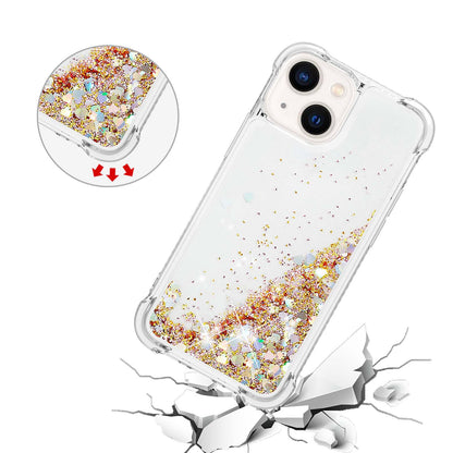YB Quicksand Series-1 for iPhone 14 6.1 inch, Liquid Floating Glitter Sequins TPU Back Cover Anti-scratch Phone Case