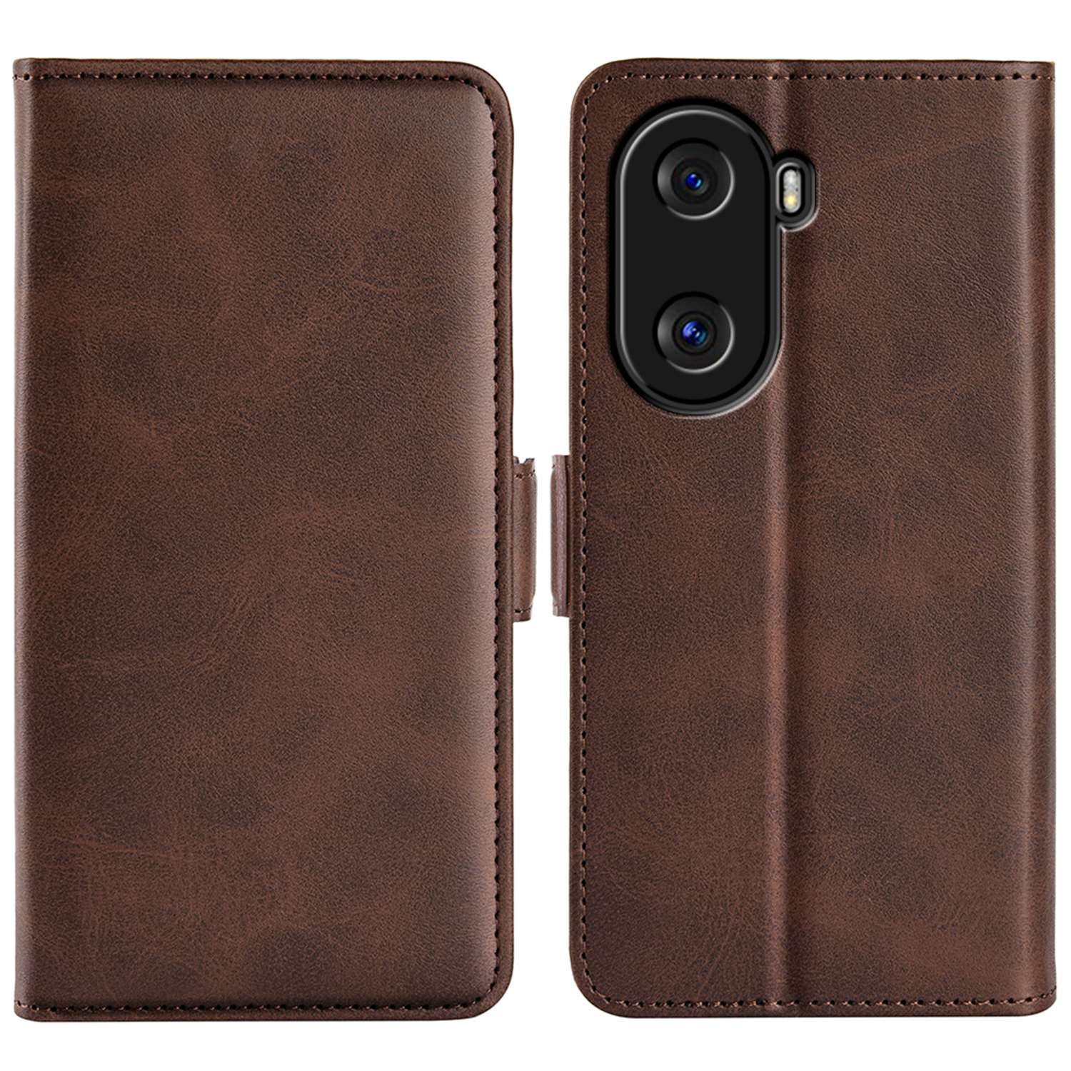 For Honor X40i 5G Shockproof Double Magnetic Clasp Phone Cover Anti-drop Textured PU Leather TPU Case with Wallet Stand