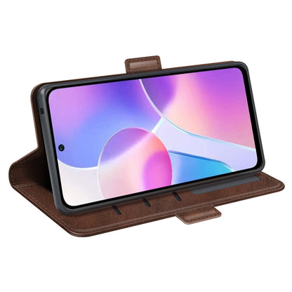 For Honor X40i 5G Shockproof Double Magnetic Clasp Phone Cover Anti-drop Textured PU Leather TPU Case with Wallet Stand