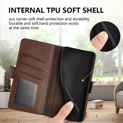 For Honor X40i 5G Shockproof Double Magnetic Clasp Phone Cover Anti-drop Textured PU Leather TPU Case with Wallet Stand