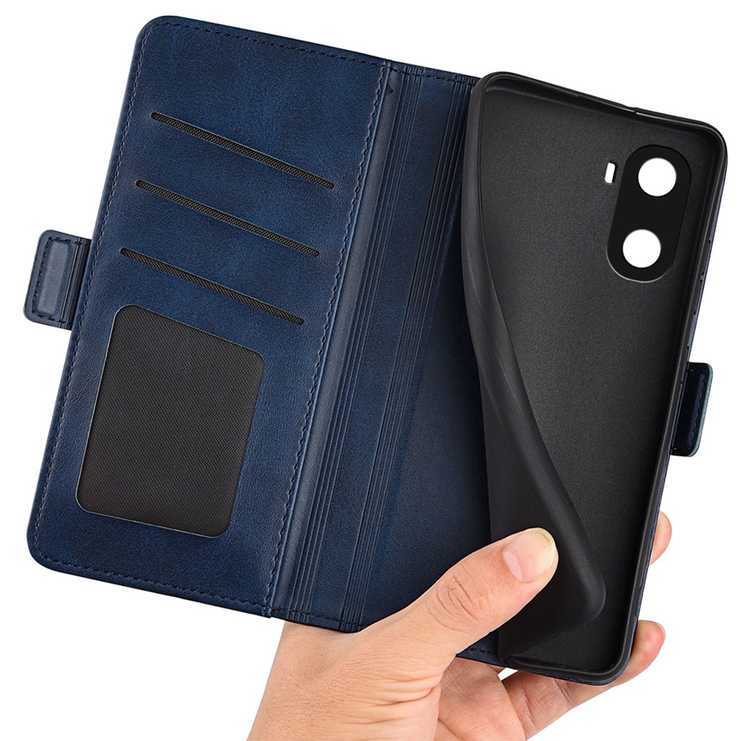 For Honor X40i 5G Shockproof Double Magnetic Clasp Phone Cover Anti-drop Textured PU Leather TPU Case with Wallet Stand