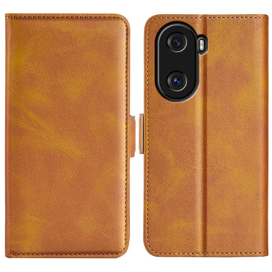 For Honor X40i 5G Shockproof Double Magnetic Clasp Phone Cover Anti-drop Textured PU Leather TPU Case with Wallet Stand