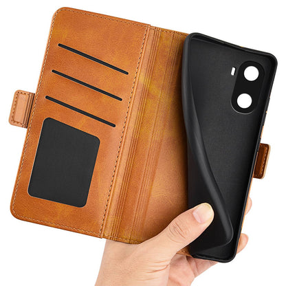 For Honor X40i 5G Shockproof Double Magnetic Clasp Phone Cover Anti-drop Textured PU Leather TPU Case with Wallet Stand