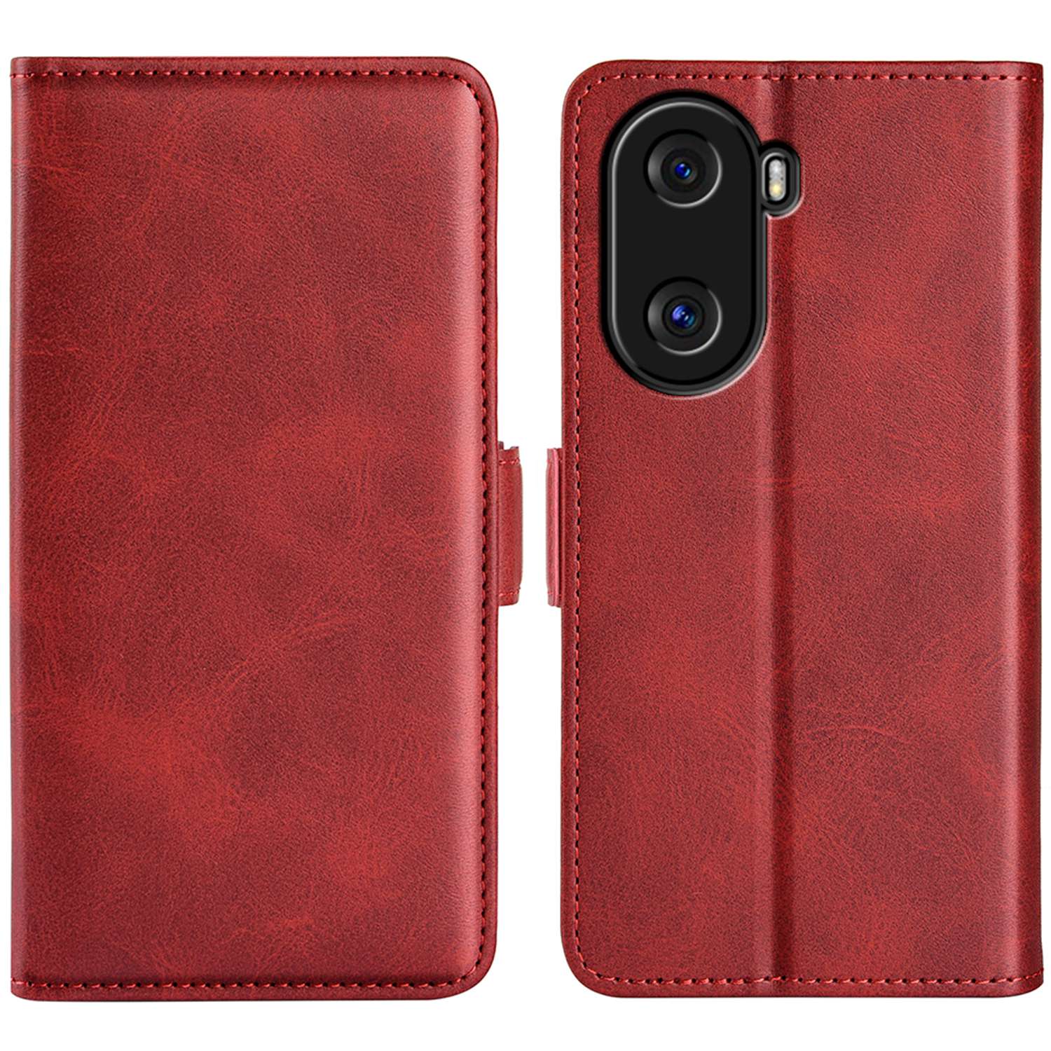 For Honor X40i 5G Shockproof Double Magnetic Clasp Phone Cover Anti-drop Textured PU Leather TPU Case with Wallet Stand