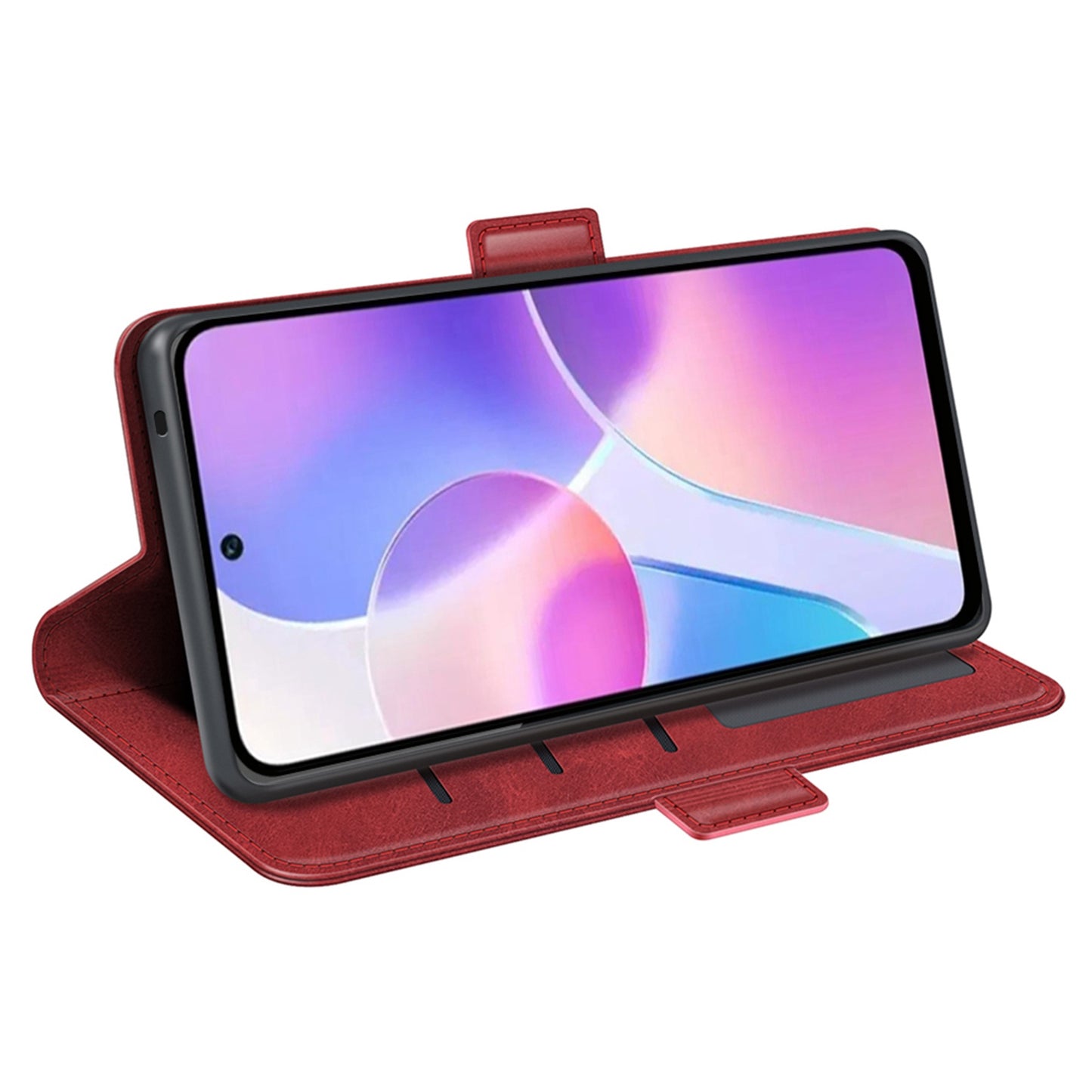 For Honor X40i 5G Shockproof Double Magnetic Clasp Phone Cover Anti-drop Textured PU Leather TPU Case with Wallet Stand