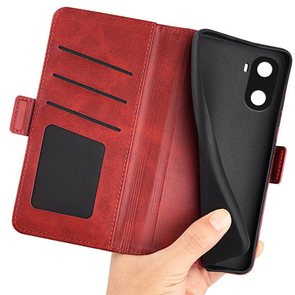 For Honor X40i 5G Shockproof Double Magnetic Clasp Phone Cover Anti-drop Textured PU Leather TPU Case with Wallet Stand