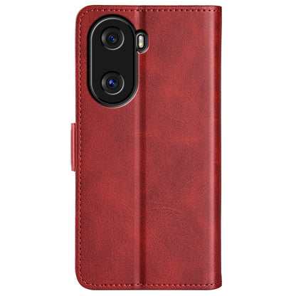 For Honor X40i 5G Shockproof Double Magnetic Clasp Phone Cover Anti-drop Textured PU Leather TPU Case with Wallet Stand