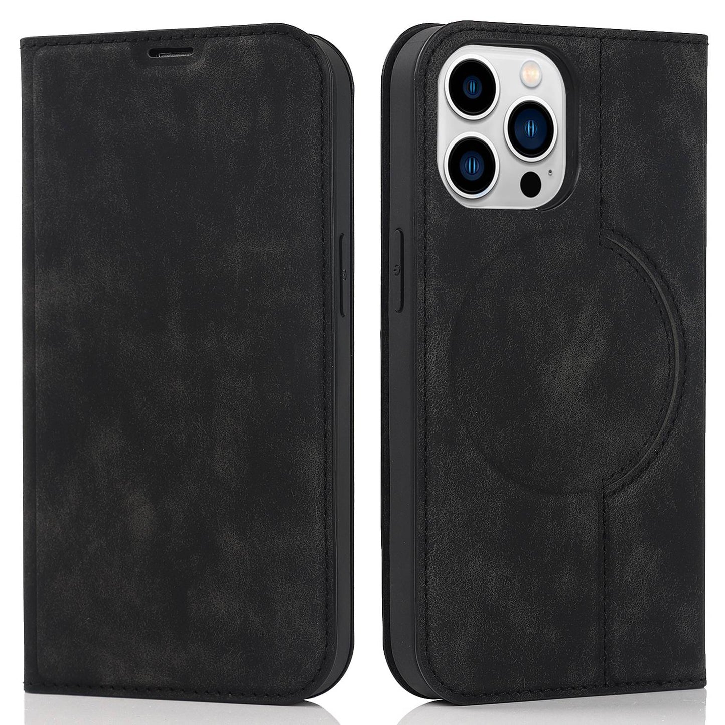 For iPhone 13 Pro 6.1 inch RFID Blocking Phone Cover PU Leather Card Holder Stand Case Compatible with MagSafe Charging