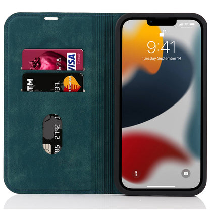 For iPhone 13 Pro 6.1 inch RFID Blocking Phone Cover PU Leather Card Holder Stand Case Compatible with MagSafe Charging