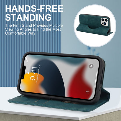 For iPhone 13 Pro 6.1 inch RFID Blocking Phone Cover PU Leather Card Holder Stand Case Compatible with MagSafe Charging