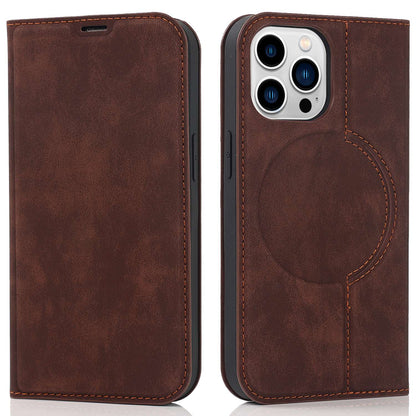 For iPhone 13 Pro 6.1 inch RFID Blocking Phone Cover PU Leather Card Holder Stand Case Compatible with MagSafe Charging