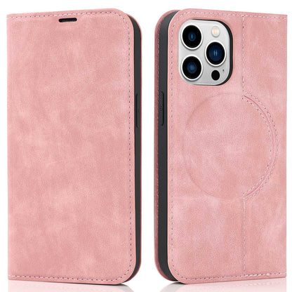 For iPhone 13 Pro 6.1 inch RFID Blocking Phone Cover PU Leather Card Holder Stand Case Compatible with MagSafe Charging