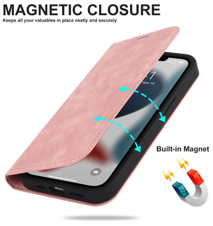 For iPhone 13 Pro 6.1 inch RFID Blocking Phone Cover PU Leather Card Holder Stand Case Compatible with MagSafe Charging