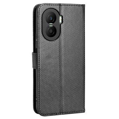 For Honor X40i 5G Drop-proof Phone Flip Wallet Case Well-protected Diamond Texture PU Leather Cover Stand Card Holder with Wrist Strap