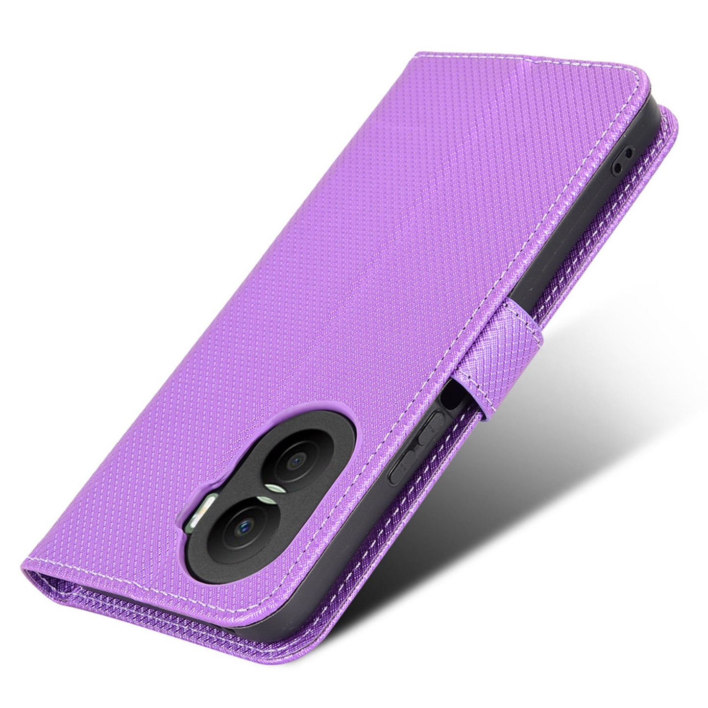 For Honor X40i 5G Drop-proof Phone Flip Wallet Case Well-protected Diamond Texture PU Leather Cover Stand Card Holder with Wrist Strap