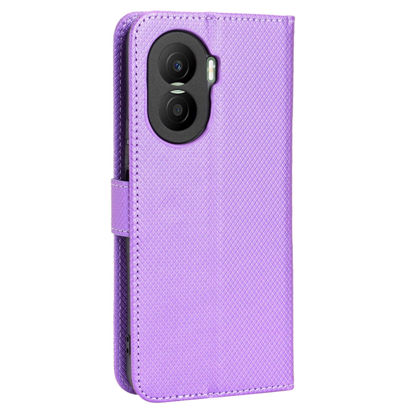 For Honor X40i 5G Drop-proof Phone Flip Wallet Case Well-protected Diamond Texture PU Leather Cover Stand Card Holder with Wrist Strap