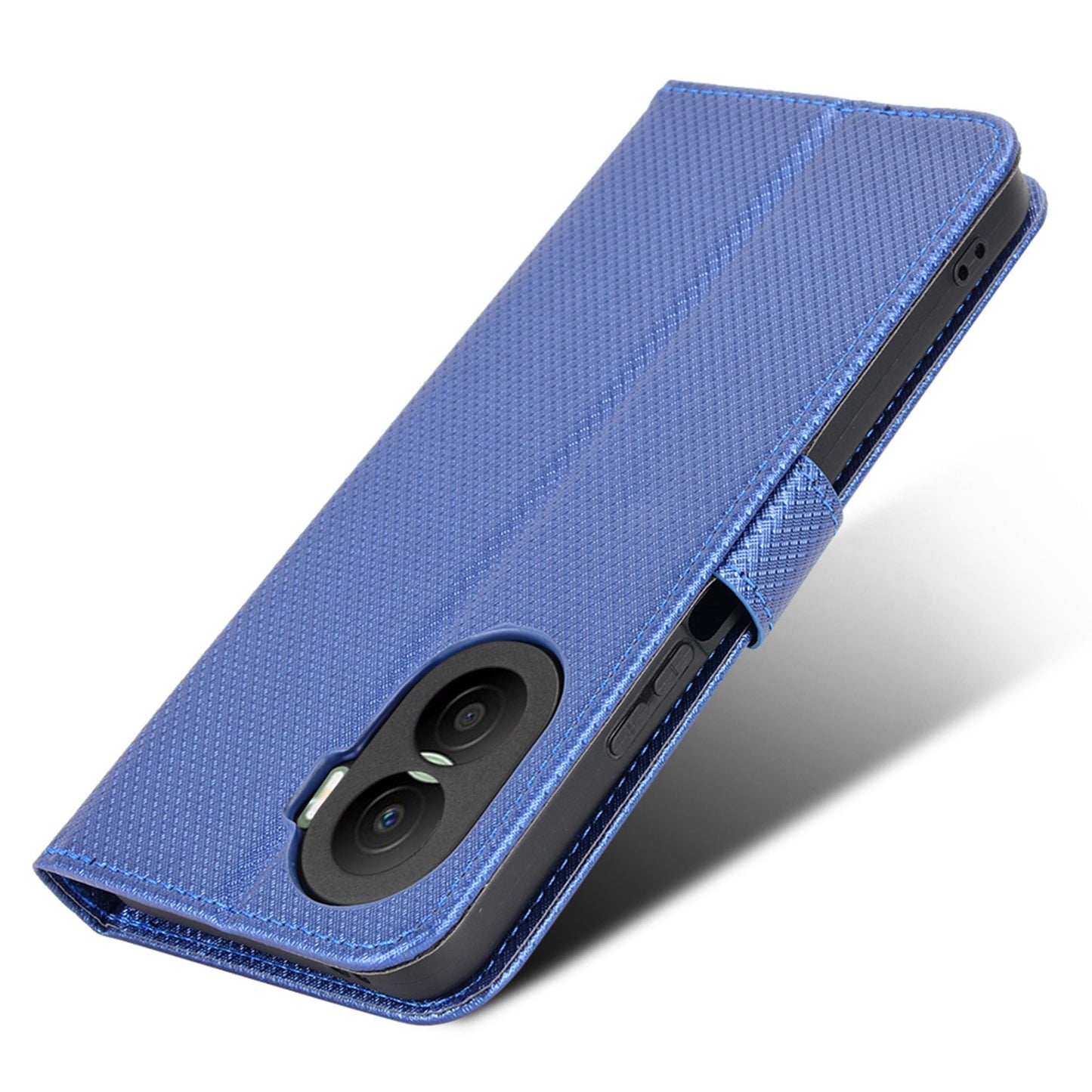 For Honor X40i 5G Drop-proof Phone Flip Wallet Case Well-protected Diamond Texture PU Leather Cover Stand Card Holder with Wrist Strap