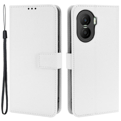 For Honor X40i 5G Drop-proof Phone Flip Wallet Case Well-protected Diamond Texture PU Leather Cover Stand Card Holder with Wrist Strap