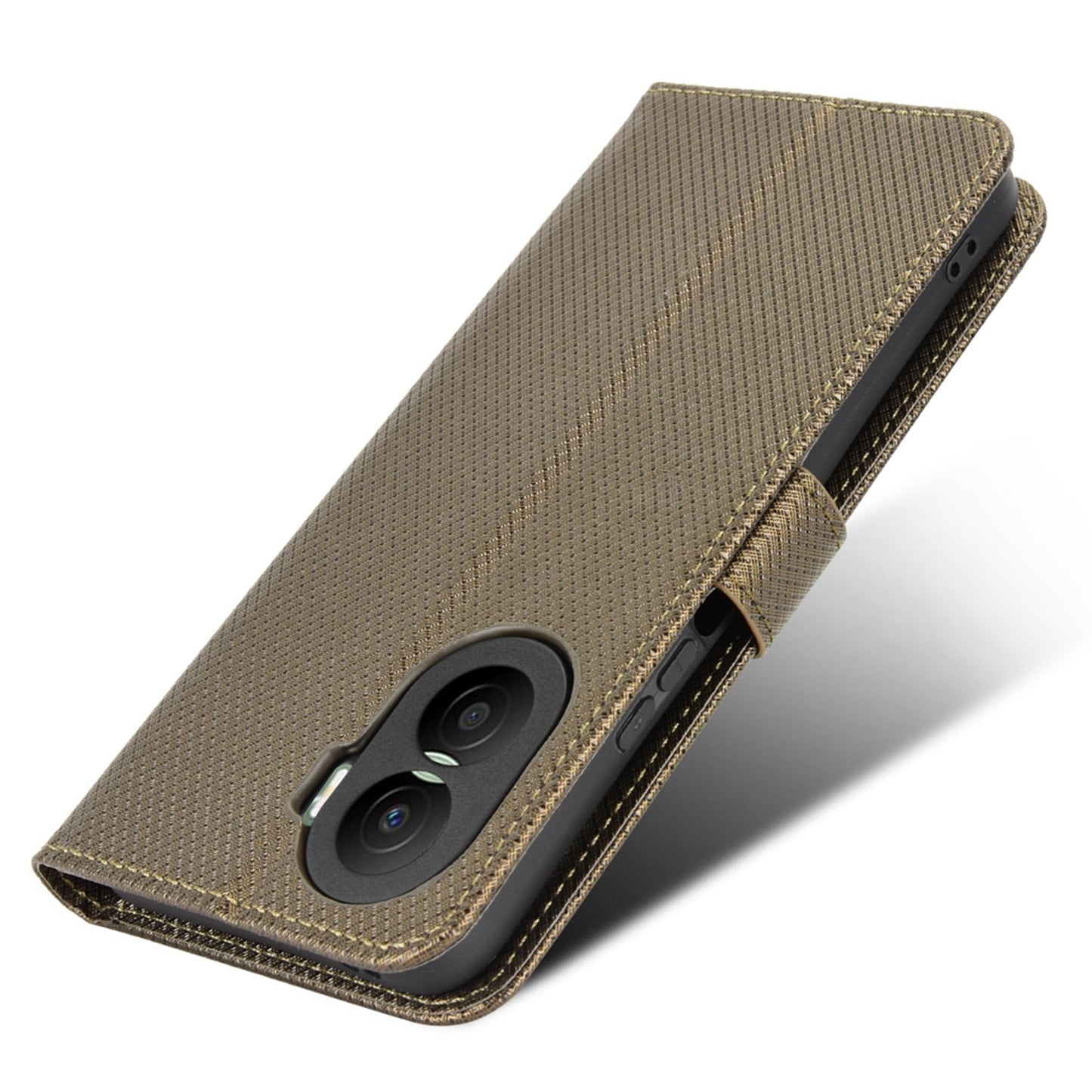 For Honor X40i 5G Drop-proof Phone Flip Wallet Case Well-protected Diamond Texture PU Leather Cover Stand Card Holder with Wrist Strap