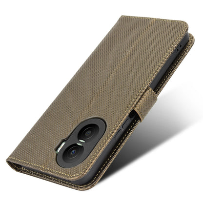 For Honor X40i 5G Drop-proof Phone Flip Wallet Case Well-protected Diamond Texture PU Leather Cover Stand Card Holder with Wrist Strap