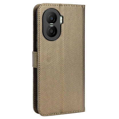 For Honor X40i 5G Drop-proof Phone Flip Wallet Case Well-protected Diamond Texture PU Leather Cover Stand Card Holder with Wrist Strap
