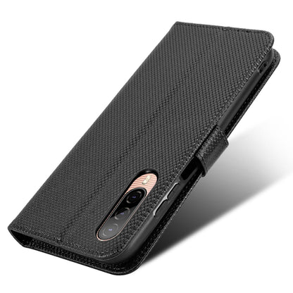 For HTC Desire 22 Pro 5G Drop-proof Phone Flip Wallet Case Non-slip Grip Diamond Texture PU Leather Cover Stand Card Holder with Wrist Strap