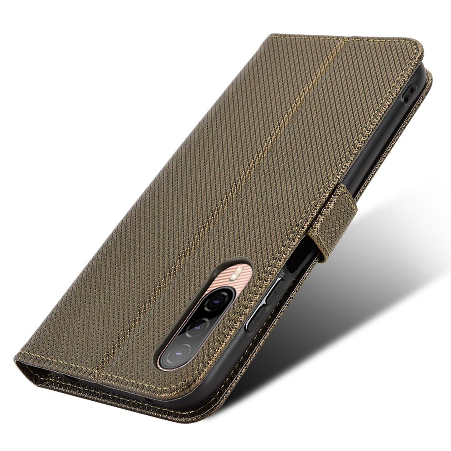 For HTC Desire 22 Pro 5G Drop-proof Phone Flip Wallet Case Non-slip Grip Diamond Texture PU Leather Cover Stand Card Holder with Wrist Strap