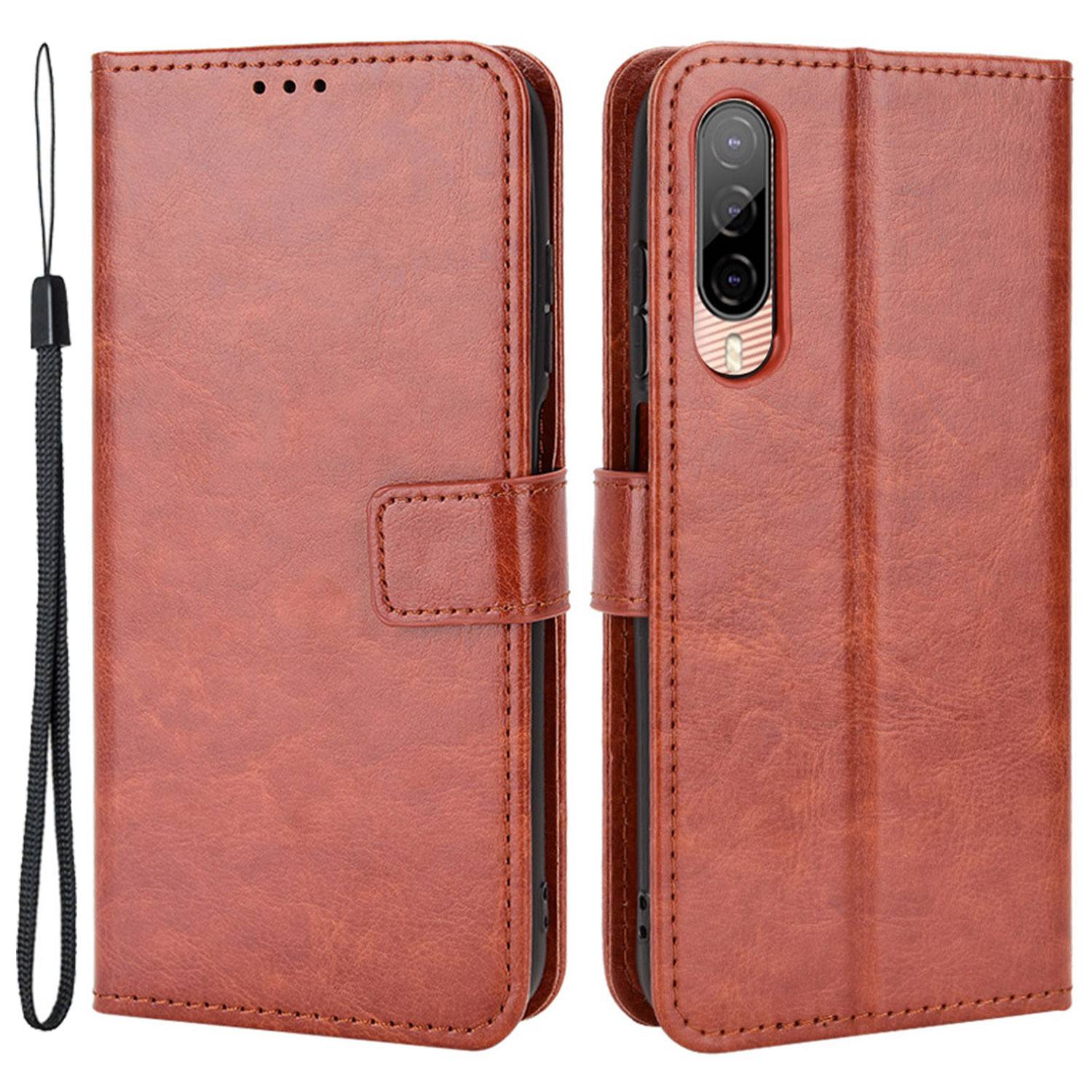 For HTC Desire 22 Pro 5G Cell Phone Wallet Case Crazy Horse Texture PU Leather+TPU Stand Cover Protective Shell