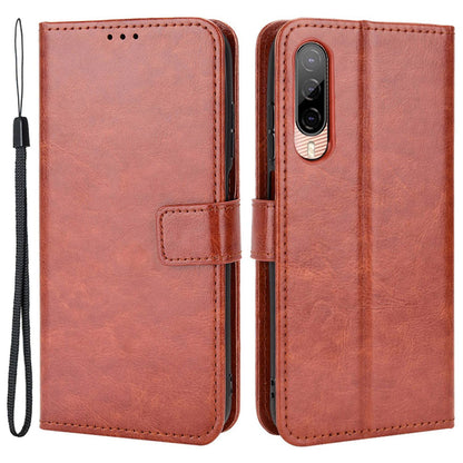 For HTC Desire 22 Pro 5G Cell Phone Wallet Case Crazy Horse Texture PU Leather+TPU Stand Cover Protective Shell