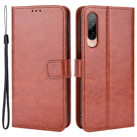 For HTC Desire 22 Pro 5G Cell Phone Wallet Case Crazy Horse Texture PU Leather+TPU Stand Cover Protective Shell