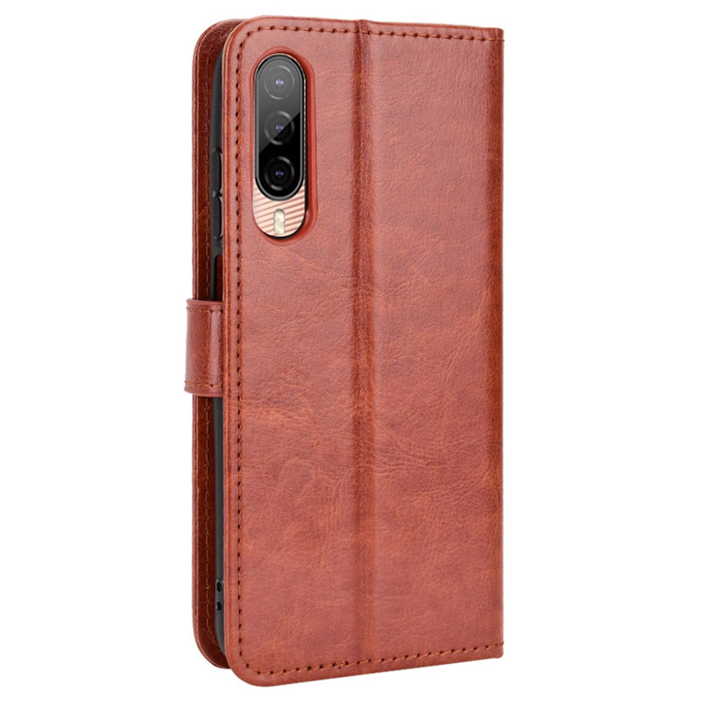 For HTC Desire 22 Pro 5G Cell Phone Wallet Case Crazy Horse Texture PU Leather+TPU Stand Cover Protective Shell