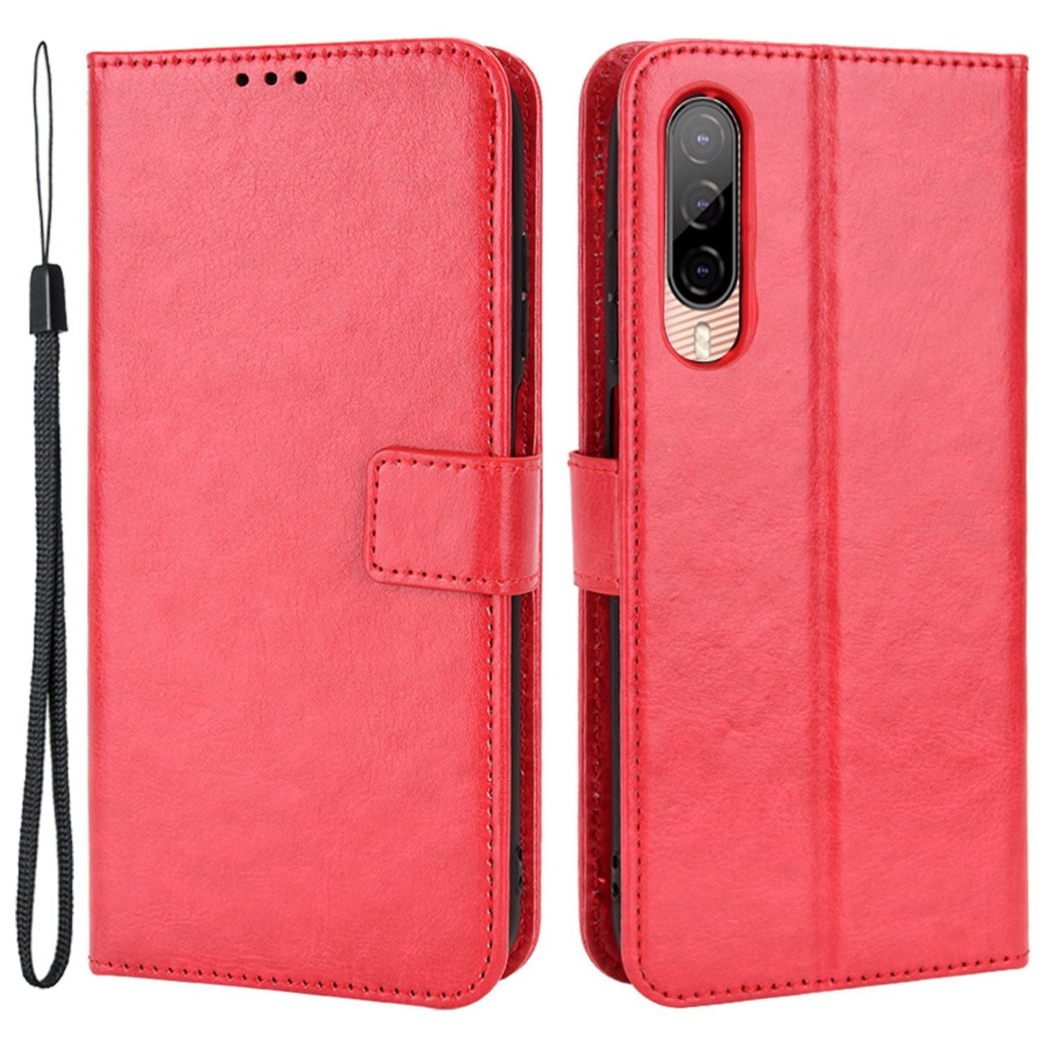 For HTC Desire 22 Pro 5G Cell Phone Wallet Case Crazy Horse Texture PU Leather+TPU Stand Cover Protective Shell