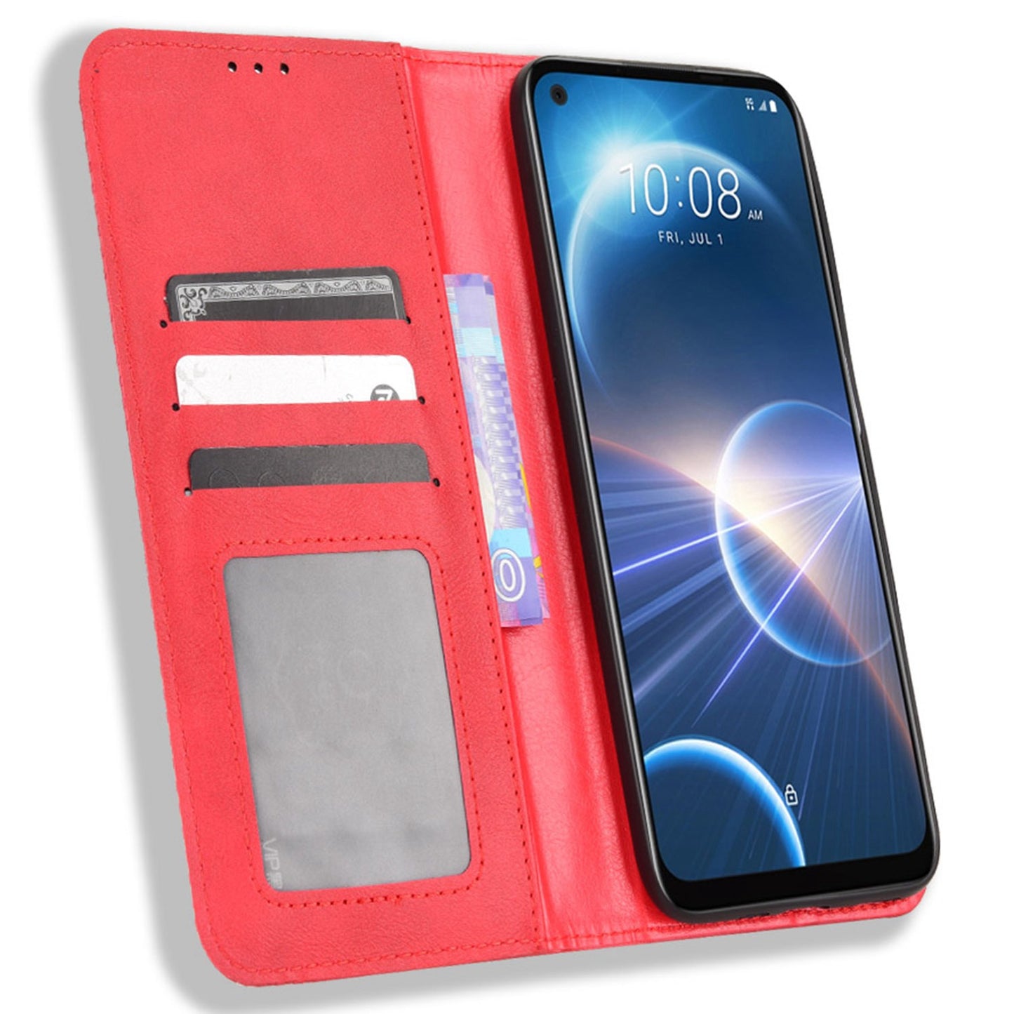For HTC Desire 22 Pro 5G Auto Closing Magnetic Retro PU Leather Wallet Design Case Stand Function Phone Shell Cover