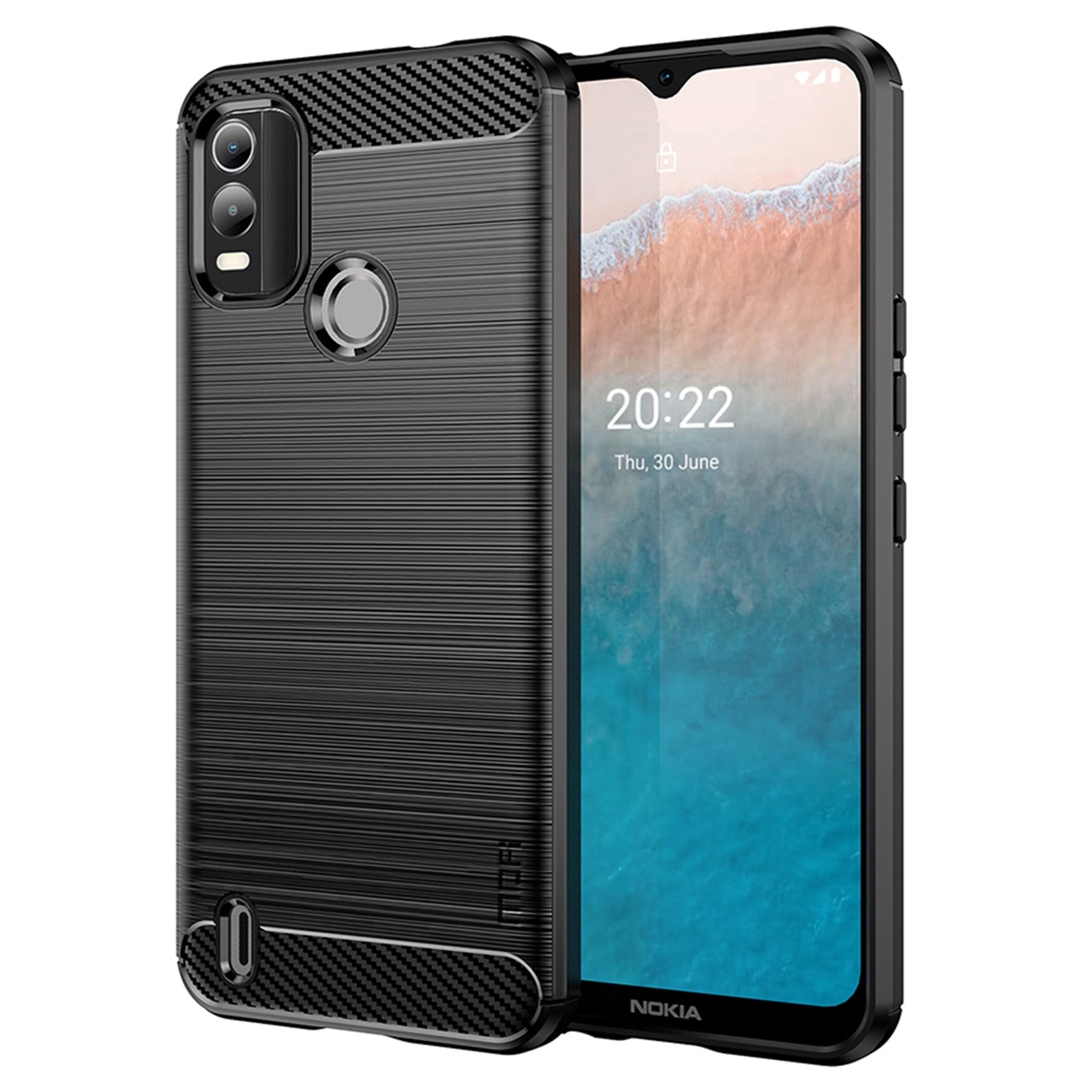 MOFI JK TPU Series-1 for Nokia C21 Plus 4G Brushed Surface Soft TPU Drop-proof Case Carbon Fiber Phone Case