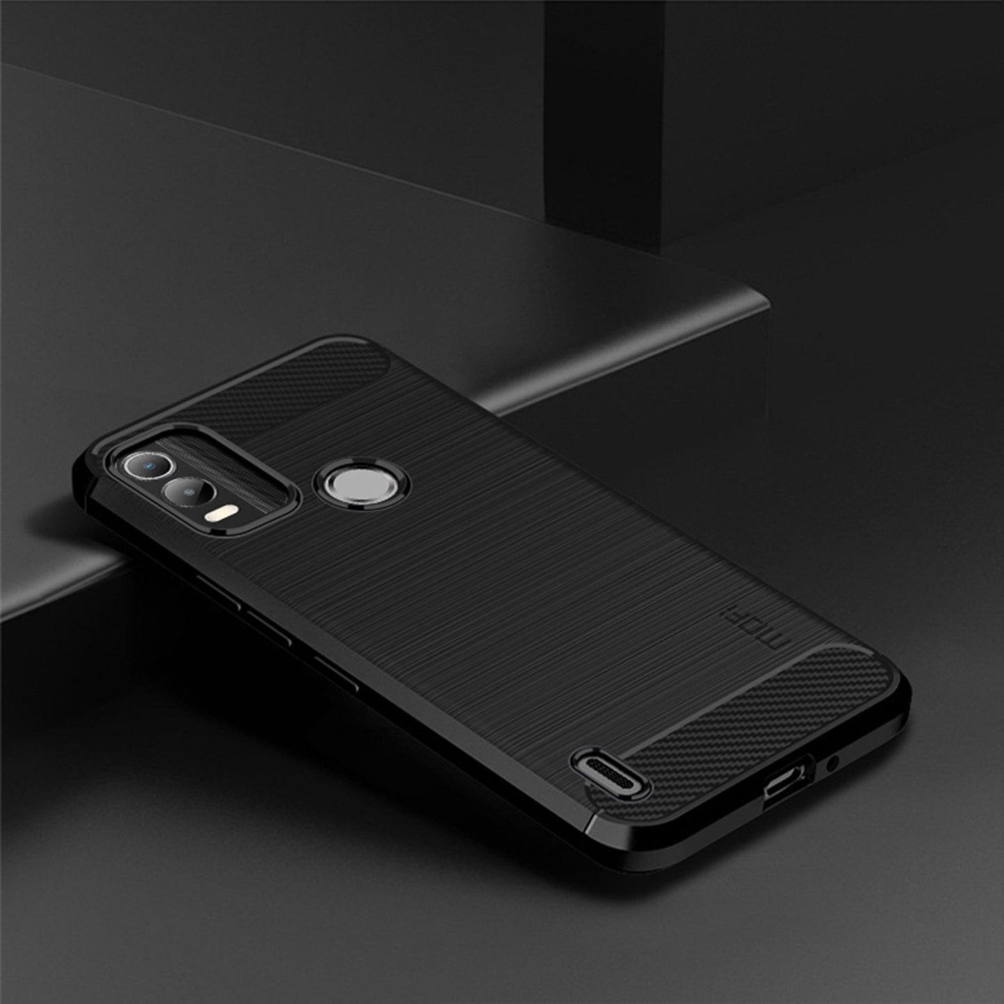 MOFI JK TPU Series-1 for Nokia C21 Plus 4G Brushed Surface Soft TPU Drop-proof Case Carbon Fiber Phone Case