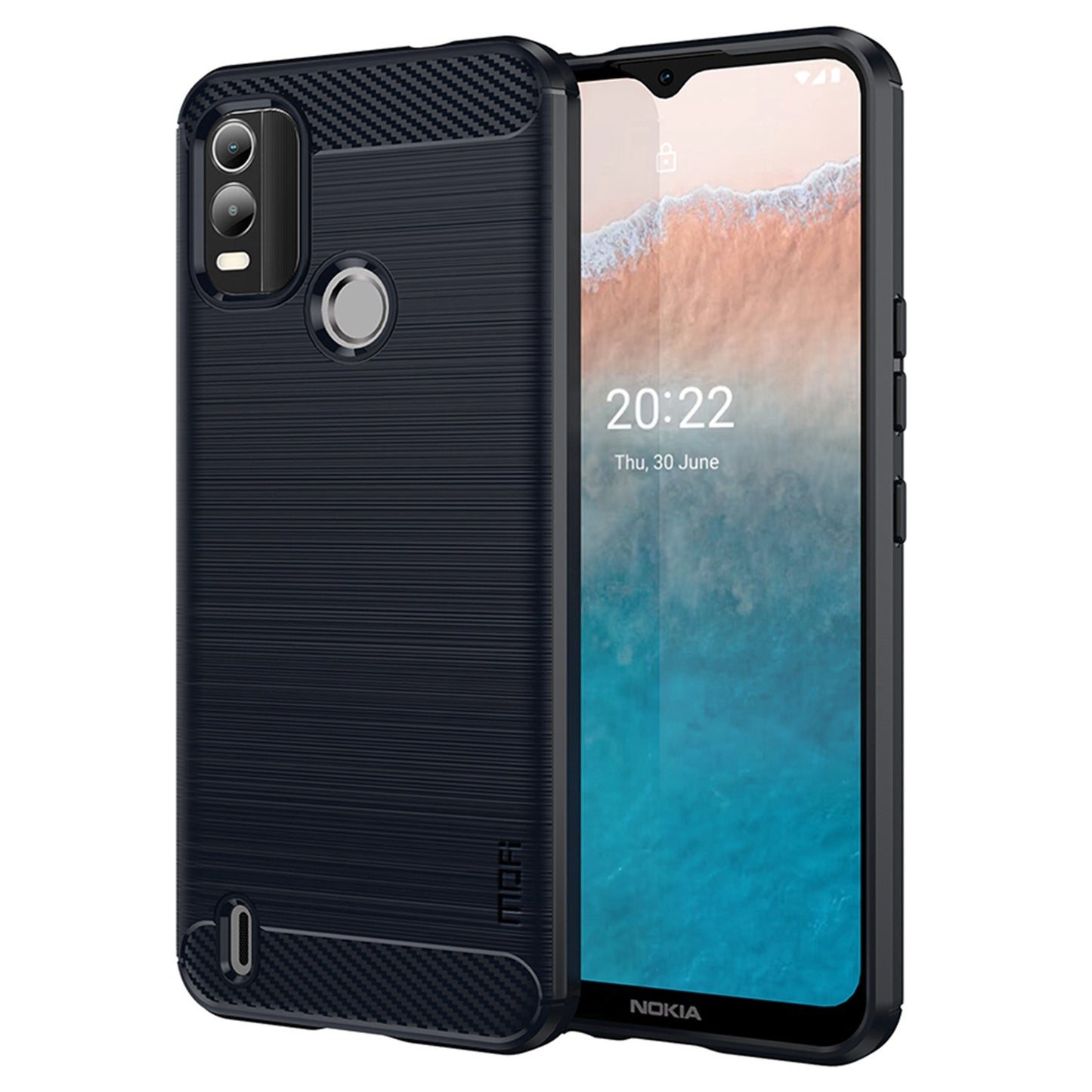 MOFI JK TPU Series-1 for Nokia C21 Plus 4G Brushed Surface Soft TPU Drop-proof Case Carbon Fiber Phone Case