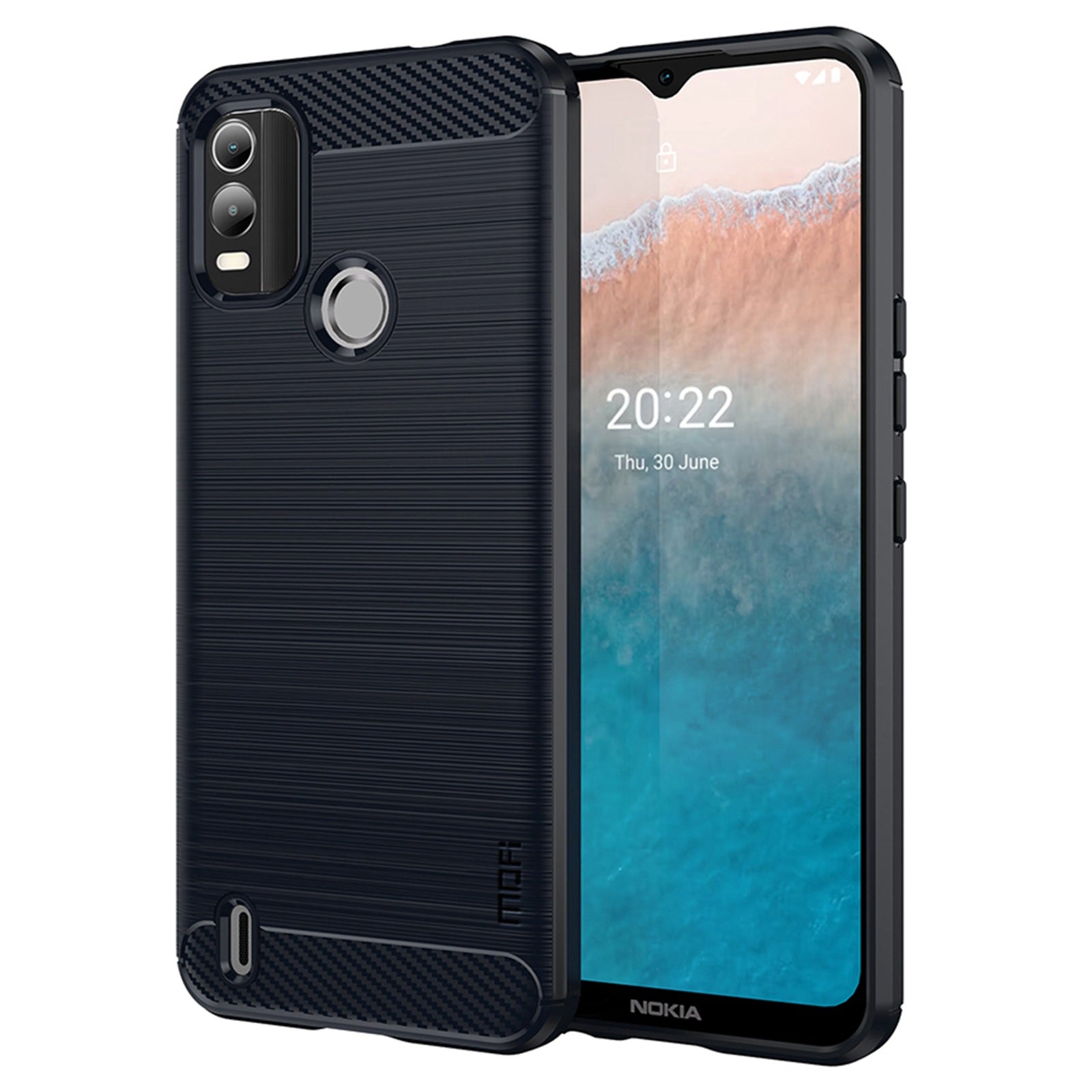MOFI JK TPU Series-1 for Nokia C21 Plus 4G Brushed Surface Soft TPU Drop-proof Case Carbon Fiber Phone Case
