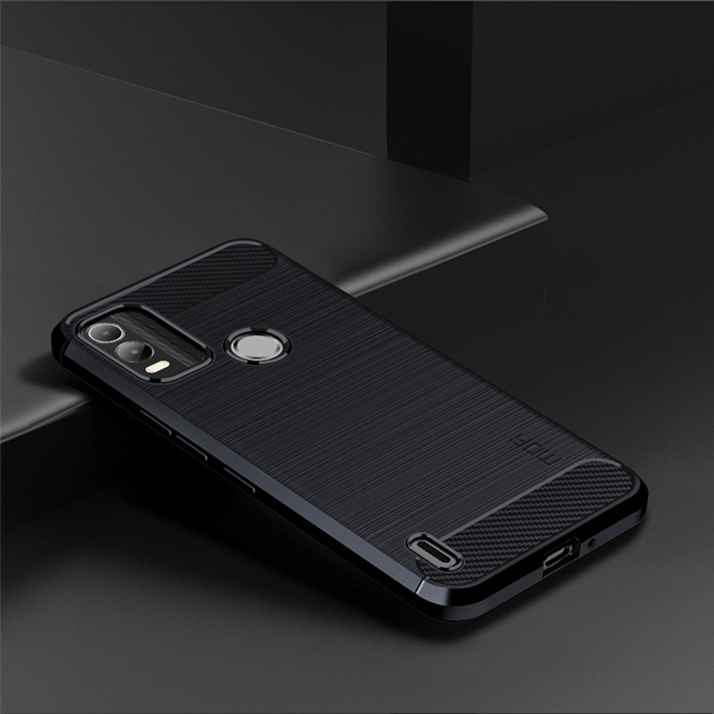 MOFI JK TPU Series-1 for Nokia C21 Plus 4G Brushed Surface Soft TPU Drop-proof Case Carbon Fiber Phone Case