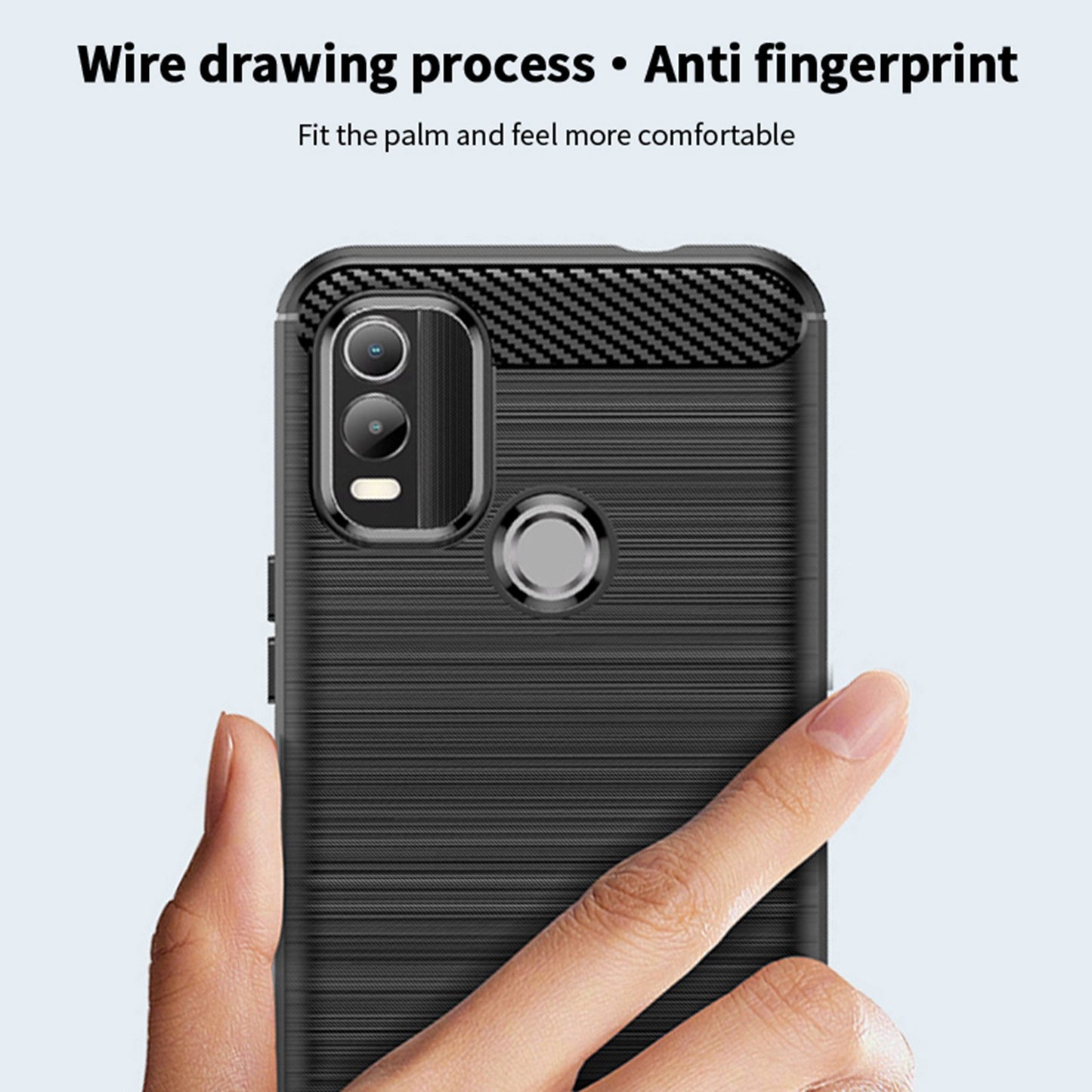 MOFI JK TPU Series-1 for Nokia C21 Plus 4G Brushed Surface Soft TPU Drop-proof Case Carbon Fiber Phone Case