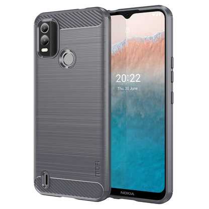 MOFI JK TPU Series-1 for Nokia C21 Plus 4G Brushed Surface Soft TPU Drop-proof Case Carbon Fiber Phone Case