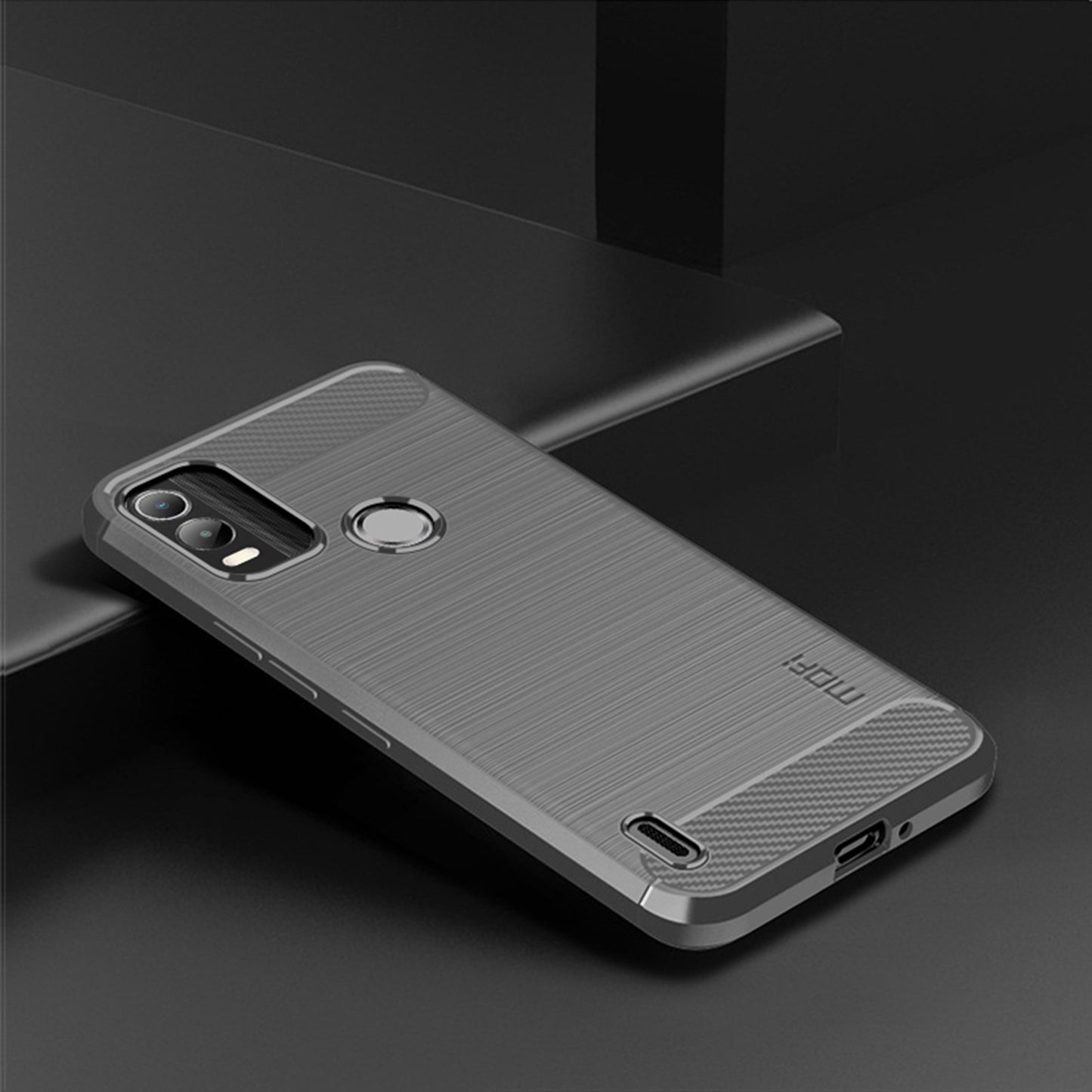 MOFI JK TPU Series-1 for Nokia C21 Plus 4G Brushed Surface Soft TPU Drop-proof Case Carbon Fiber Phone Case