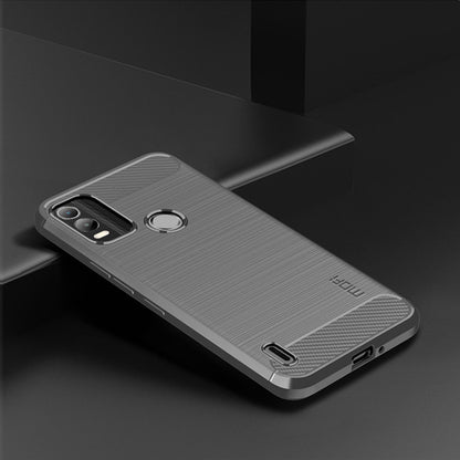 MOFI JK TPU Series-1 for Nokia C21 Plus 4G Brushed Surface Soft TPU Drop-proof Case Carbon Fiber Phone Case