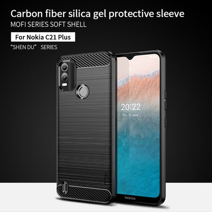 MOFI JK TPU Series-1 for Nokia C21 Plus 4G Brushed Surface Soft TPU Drop-proof Case Carbon Fiber Phone Case